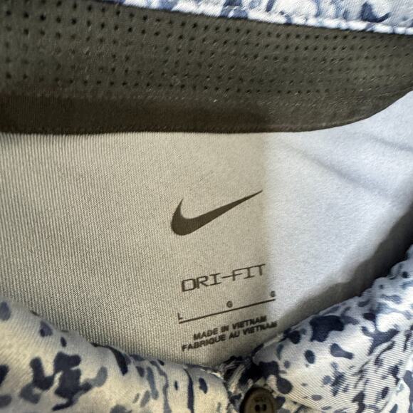 Nike Golf Tour Polo Shirt Mens L Top Micro Camo Blue Dri Fit DR5306-493 - Picture 3 of 7